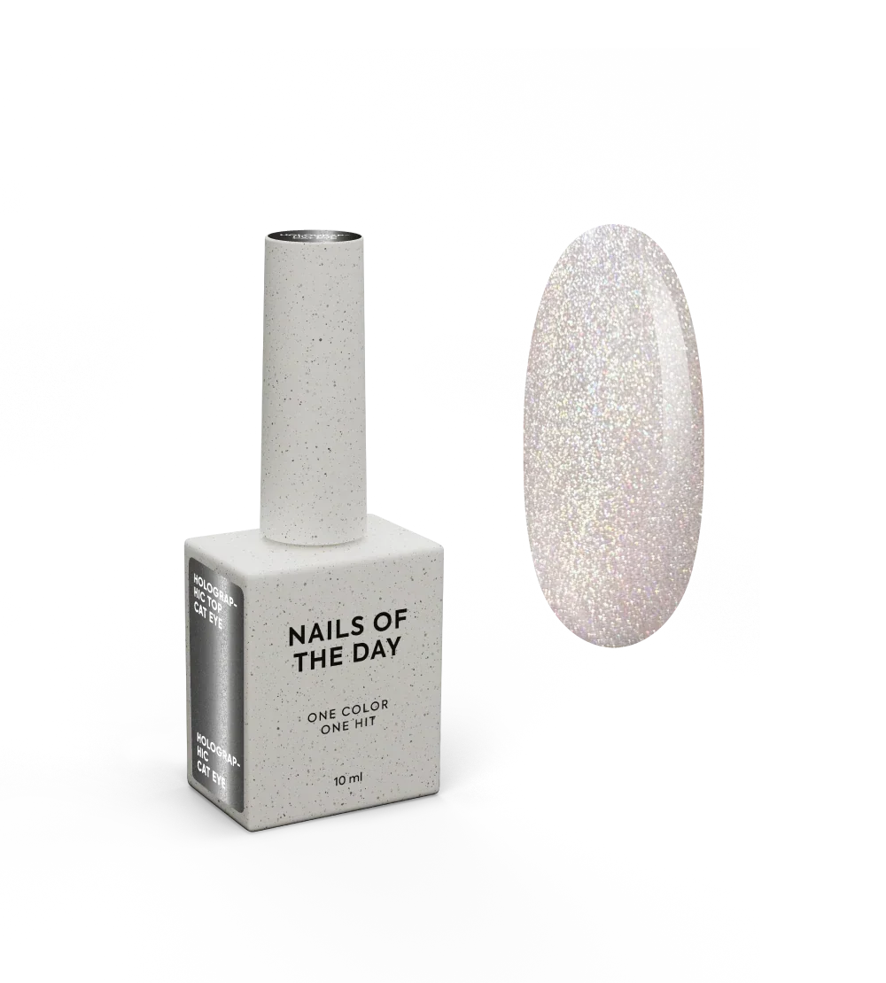 NAILSOFTHENIGHT Holographic Top Cat eye - top holográfico con efecto ojo de gato para uñas sin capa pegajosa, 10 ml