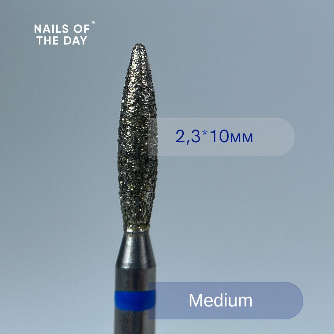Nailsoftheday Fresa en forma de llama - Fresa en forma de llama de diamante azul, 2,3*10 mm