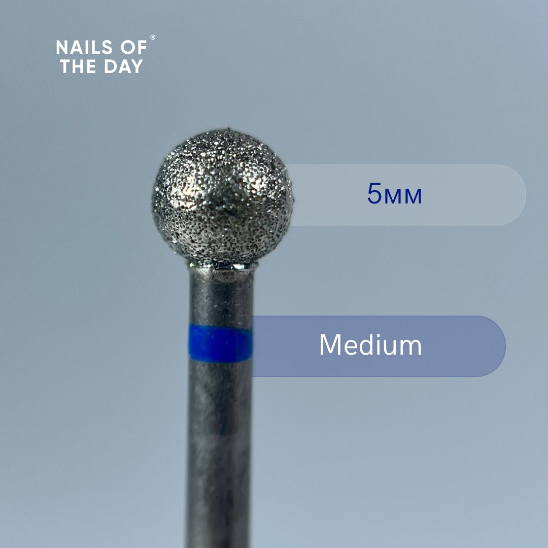 Fresa de bolas Nailsoftheday - Fresa forma de bola de diamante azul, 5*4,8 mm.