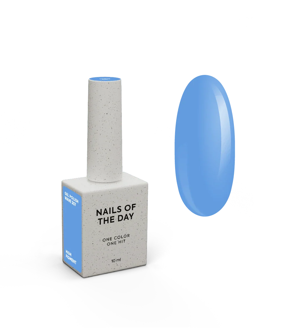 NAILSOFTHEDAY Gel Polish Wave 307 — esmalte semipermanente azul claro con cobertura en una sola capa, 10 ml