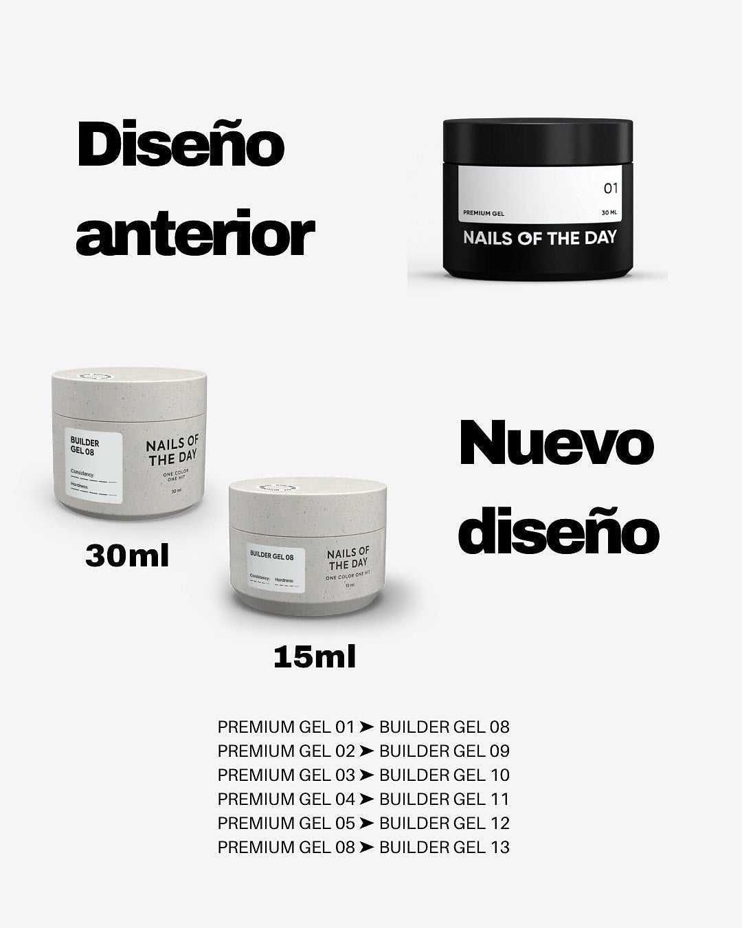 NAILSOFTHEDAY Builder Gel 08 — gel lechoso para extensiones de uñas, 15 ml