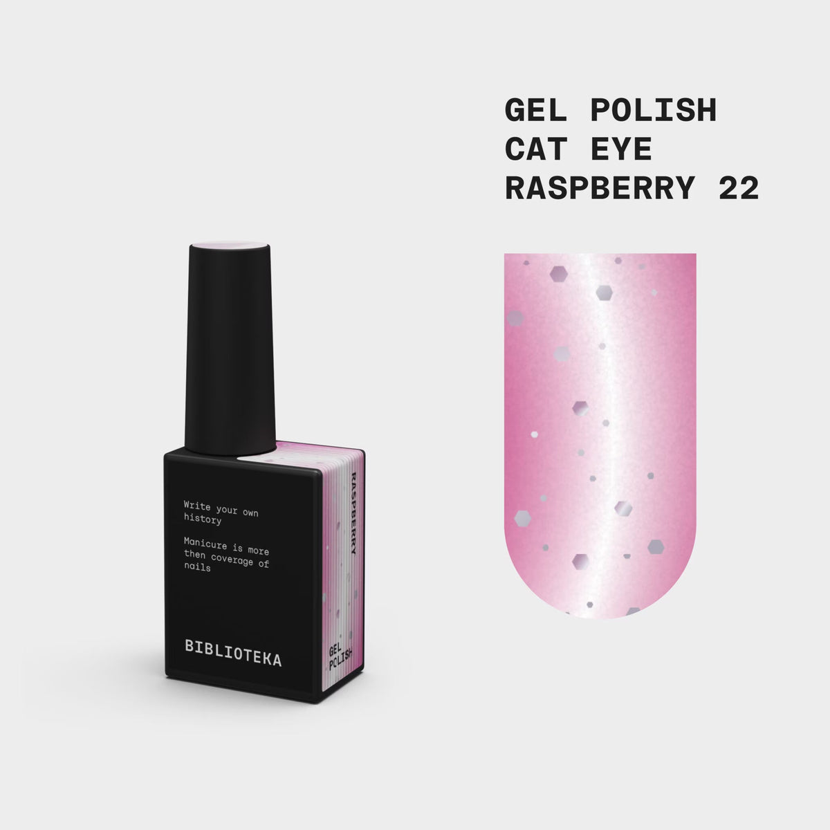 BIBLIOTEKA Esmalte semipermanente efecto ojo de gato Nº 22 Raspberry – rosa frambuesa, 10 ml