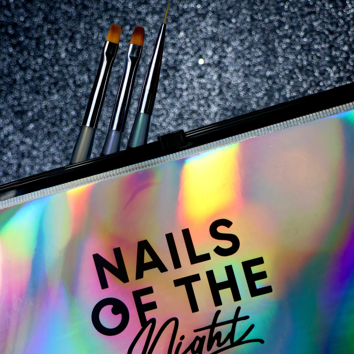 NAILSOFTHENIGHT Nail Art Brush, lineas finissimas, pincel de 10 mm con un práctico mango transparente con efecto iridiscente