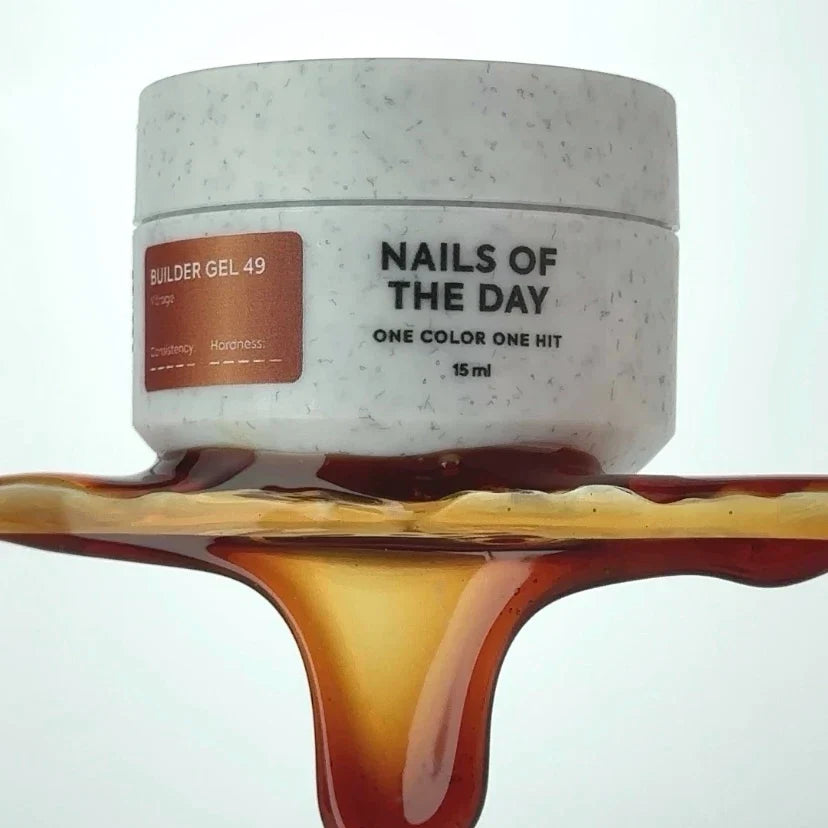 NAILSOFTHEDAY Builder gel 49 Vitrage — gel constructor vitral caramelizado para extensión de uñas, 15 ml