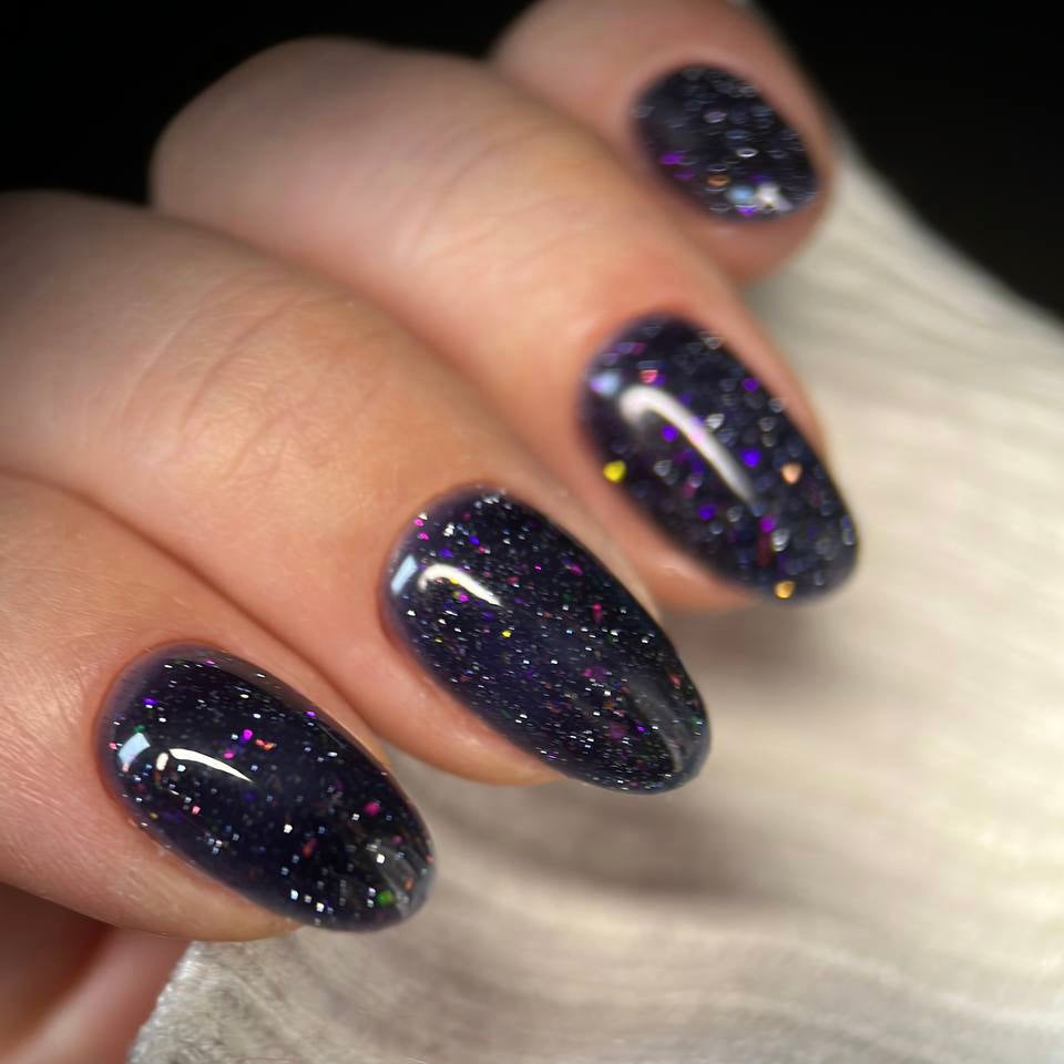 NAILSOFTHENIGHT Reflective base 03 - base reflectante de camuflaje con brillo (destellos violeta y rosa), 10 ml