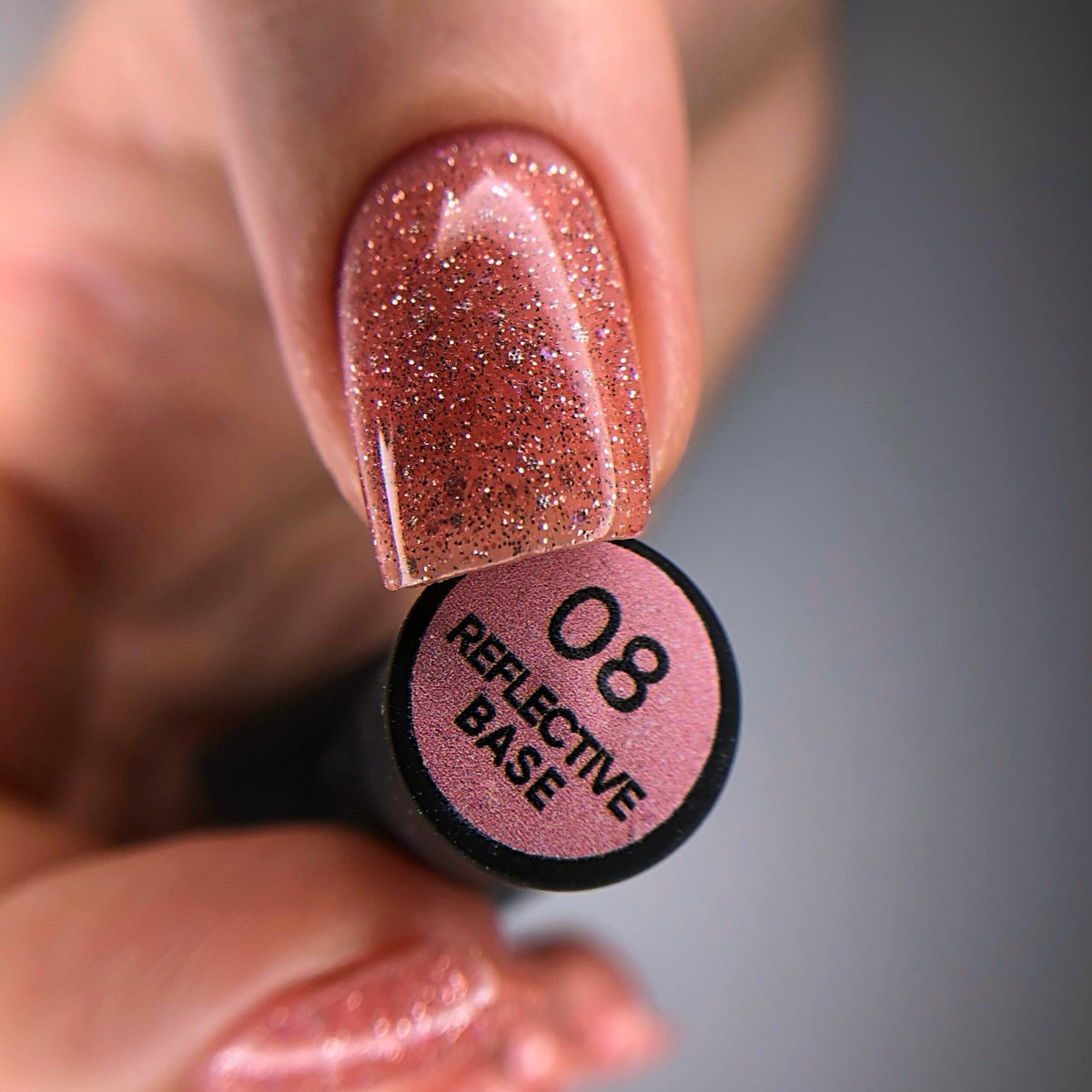 NAILSOFTHENIGHT Reflective base 08 - base reflectante de camuflaje con brillo (melocotón), 10 ml