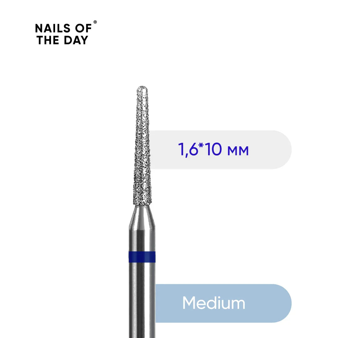 Fresa Nailsoftheday Aguja — fresa de diamante de aguja azul de marca, 1,6*10 mm.