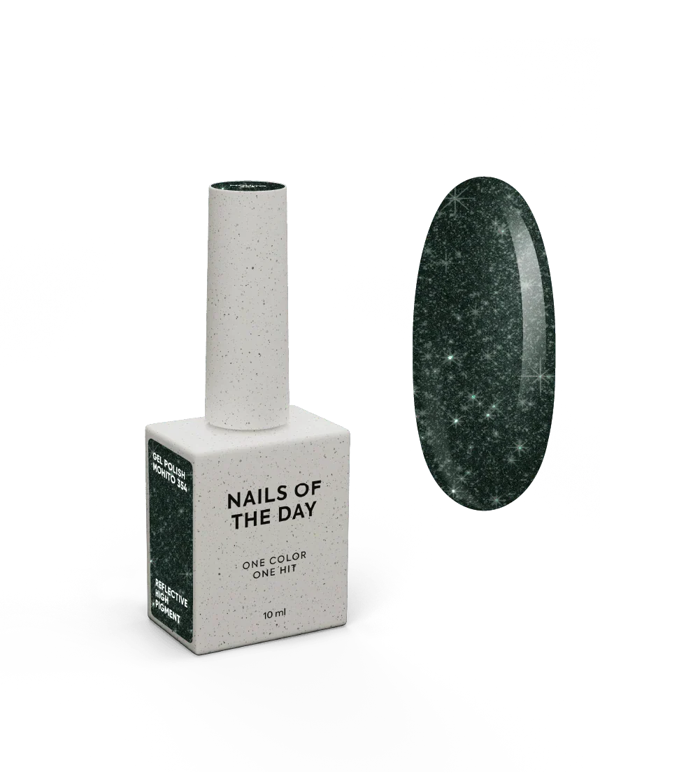 NAILSOFTHENIGHT Mohito gel polish — esmalte semipermanente reflectante de color verde oscuro intenso, 10 ml.