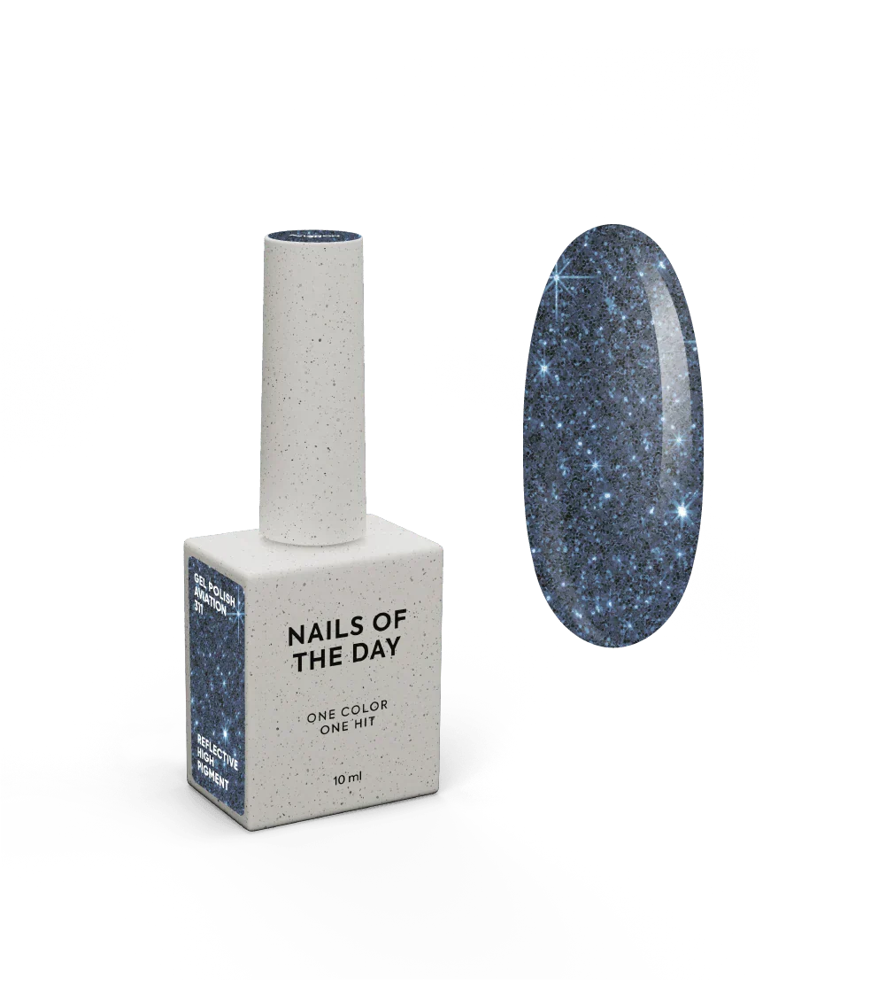 NAILSOFTHEDAY Gel Polish Aviation — esmalte semipermanente azul-gris reflectante, 10 ml