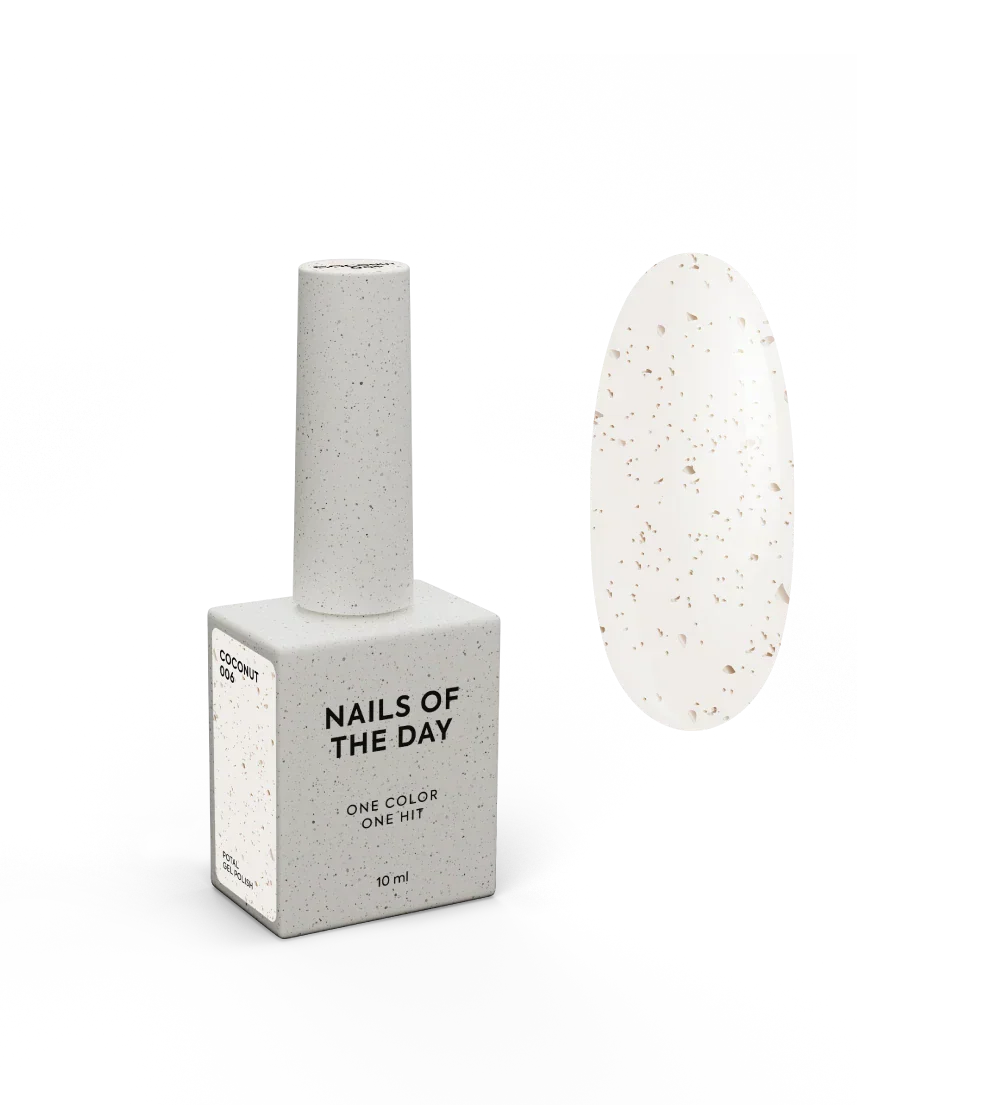 NAILSOFTHEDAY Gel Polish Coconut — esmalte semipermanente blanco lechoso con pan de oro, cubre en una sola capa, 10 ml.