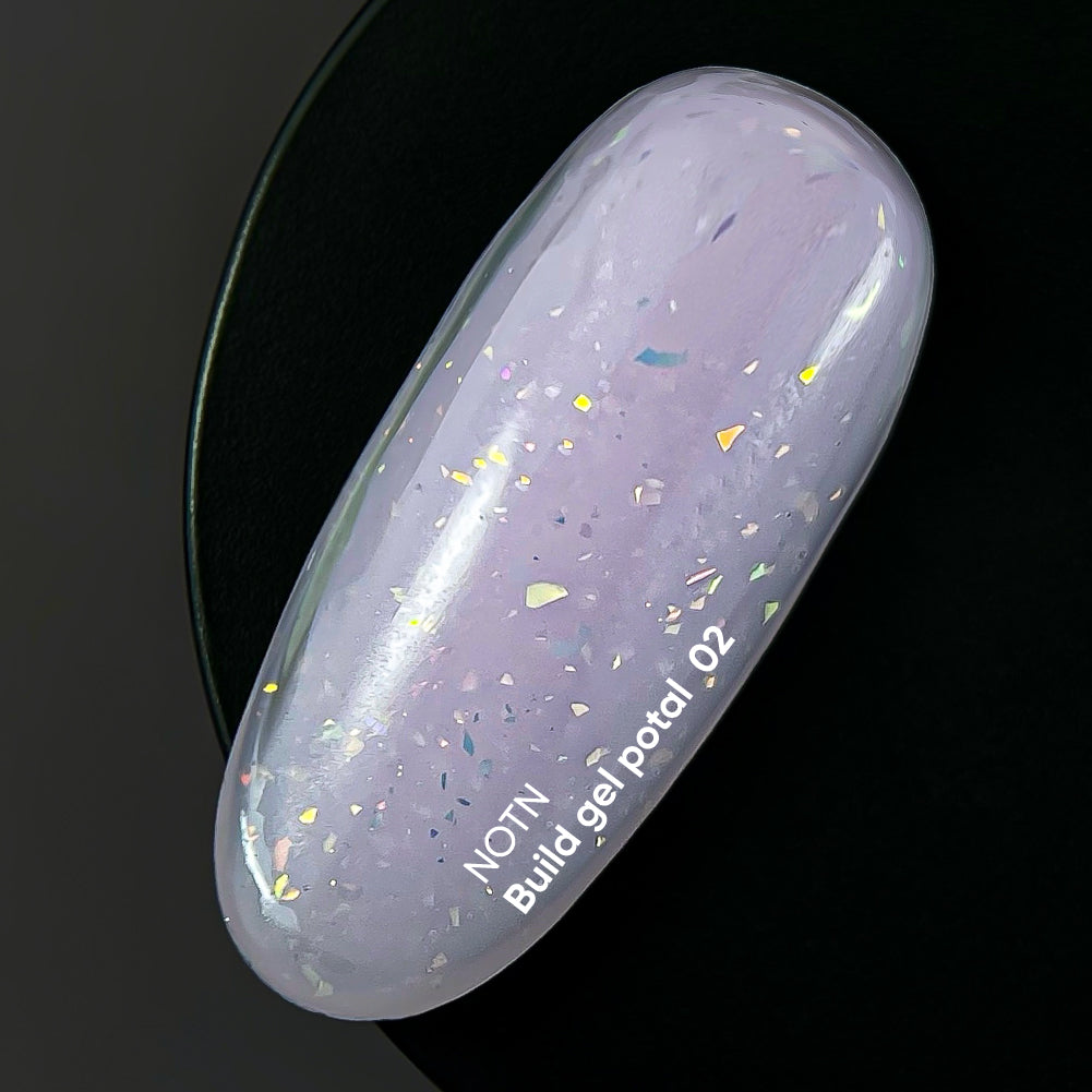 NAILSOFTHEDAY Build gel Potal 02 — gel de construcción rosa pálido con particulas brillantes para uñas, 15 ml