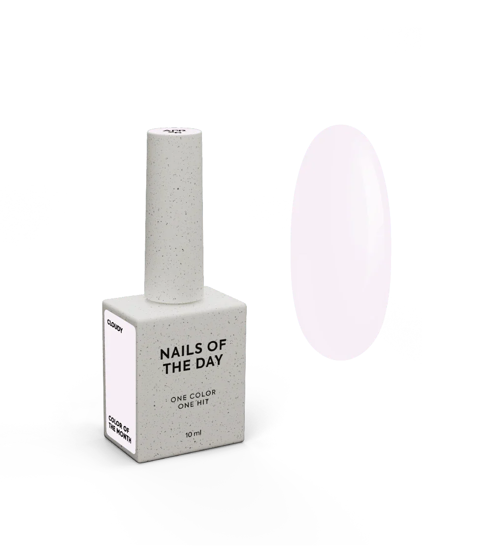 NAILSOFTHEDAY Color del Mes Abril 2026 — Cloudy Blanco lechoso con un delicado velo rosado, cobertura en una capa, 10 ml