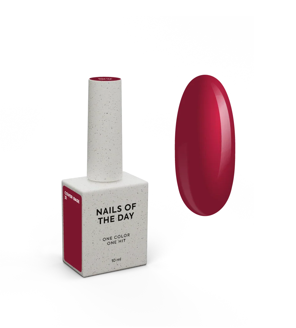 Nailsoftheday Cover Base NEW Formula 31 — base pigmentada intenso color rojo, 10 ml.
