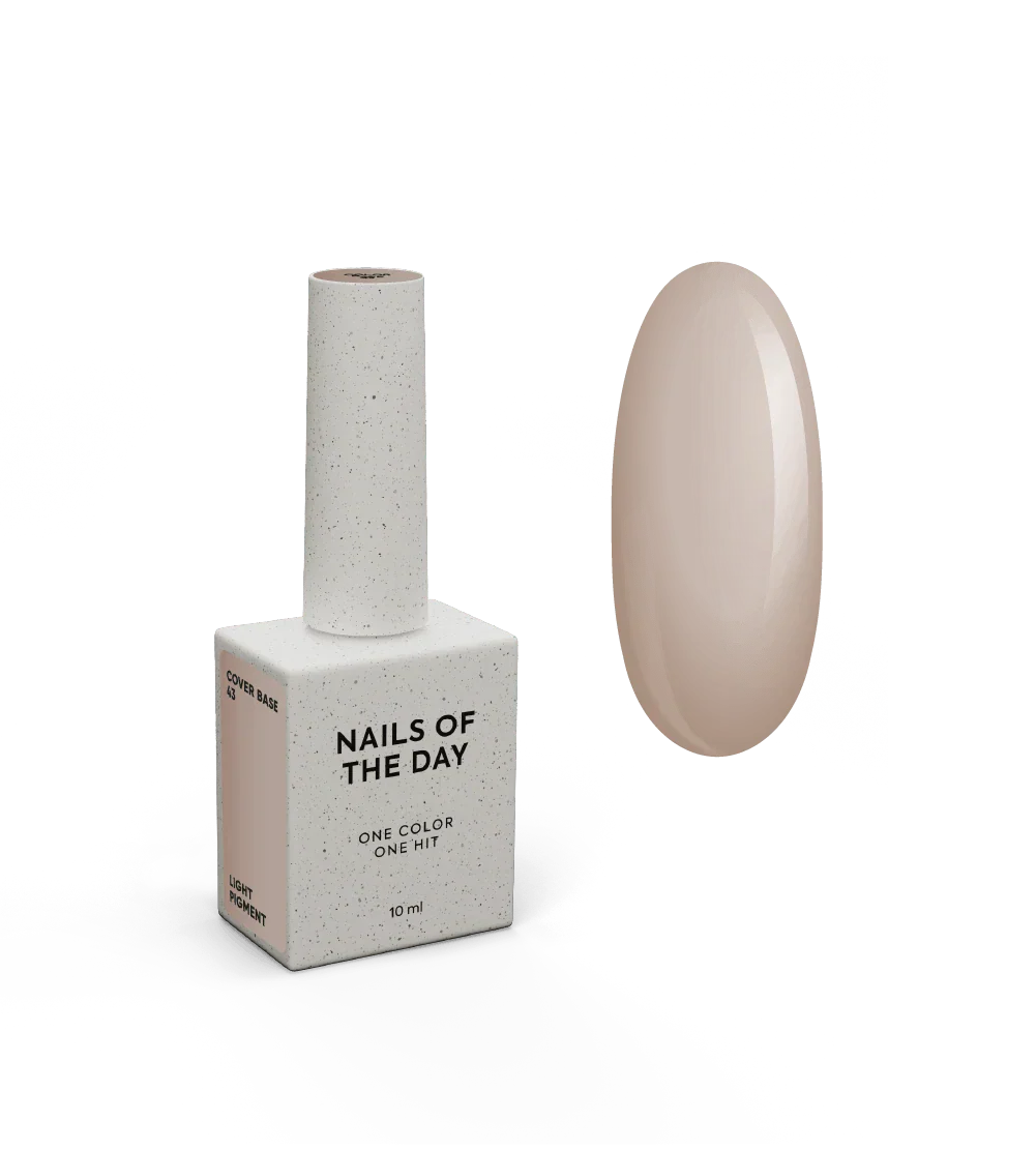 NAILSOFTHEDAY Cover Base 43 Light Pigment – base para uñas beige semitransparente con pigmentación ligera, 10 ml
