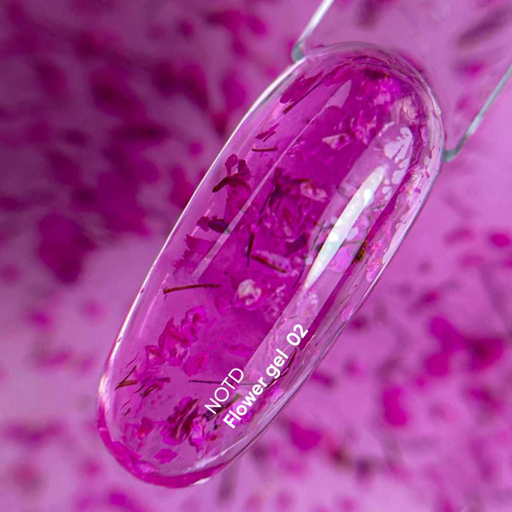 NAILSOFTHEDAY Build gel Flower 02 — gel de construcción rosa con flores secas para uñas, 15 ml