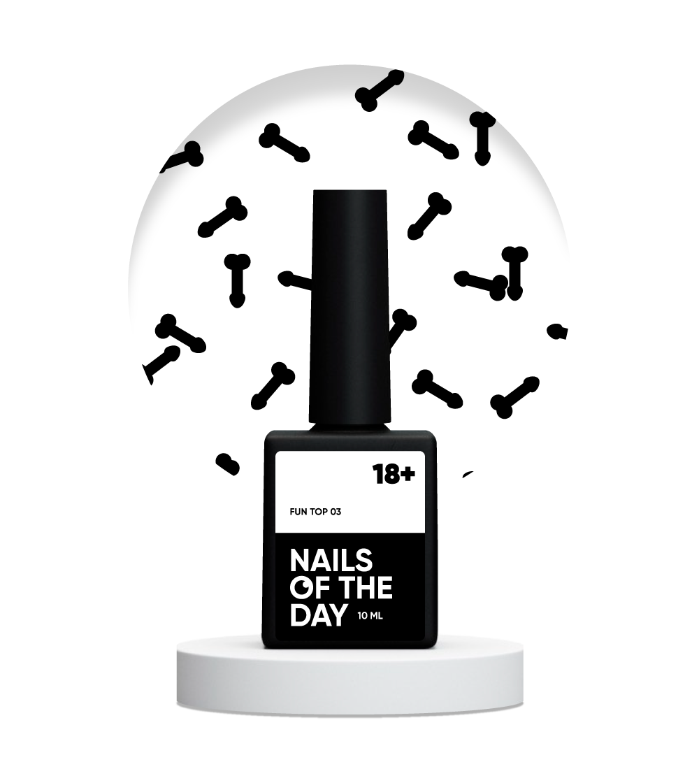 NAILSOFTHEDAY FUN! top 03 — top para uñas con decoración artística negra, sin capa pegajosa, 10 ml