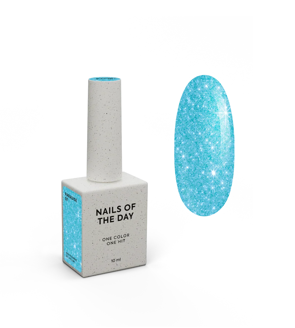 NAILSOFTHEDAY Paradise 07 — esmalte semipermanente turquesa neón que cubre la uña con una sola capa, 10 ml