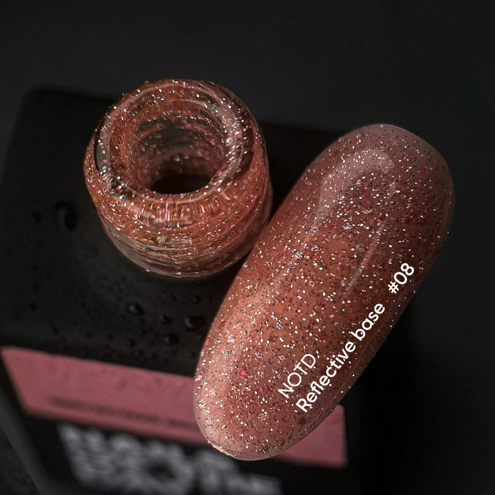 NAILSOFTHENIGHT Reflective base 08 - base reflectante de camuflaje con brillo (melocotón), 10 ml
