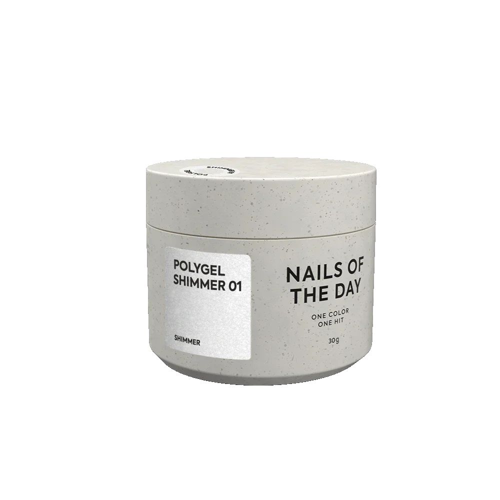 NAILSOFTHEDAY Polygel shimmer 01 — Polygel de grano fino color blanco con brillo , 30 g