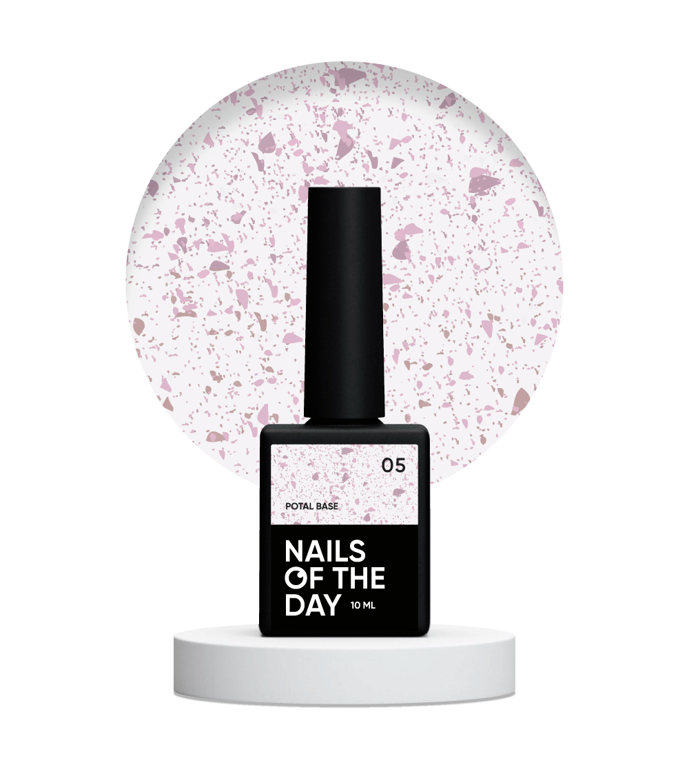 NAILSOFTHEDAY Potal base 05 - base lechosa con decoracion rosa, 10 ml