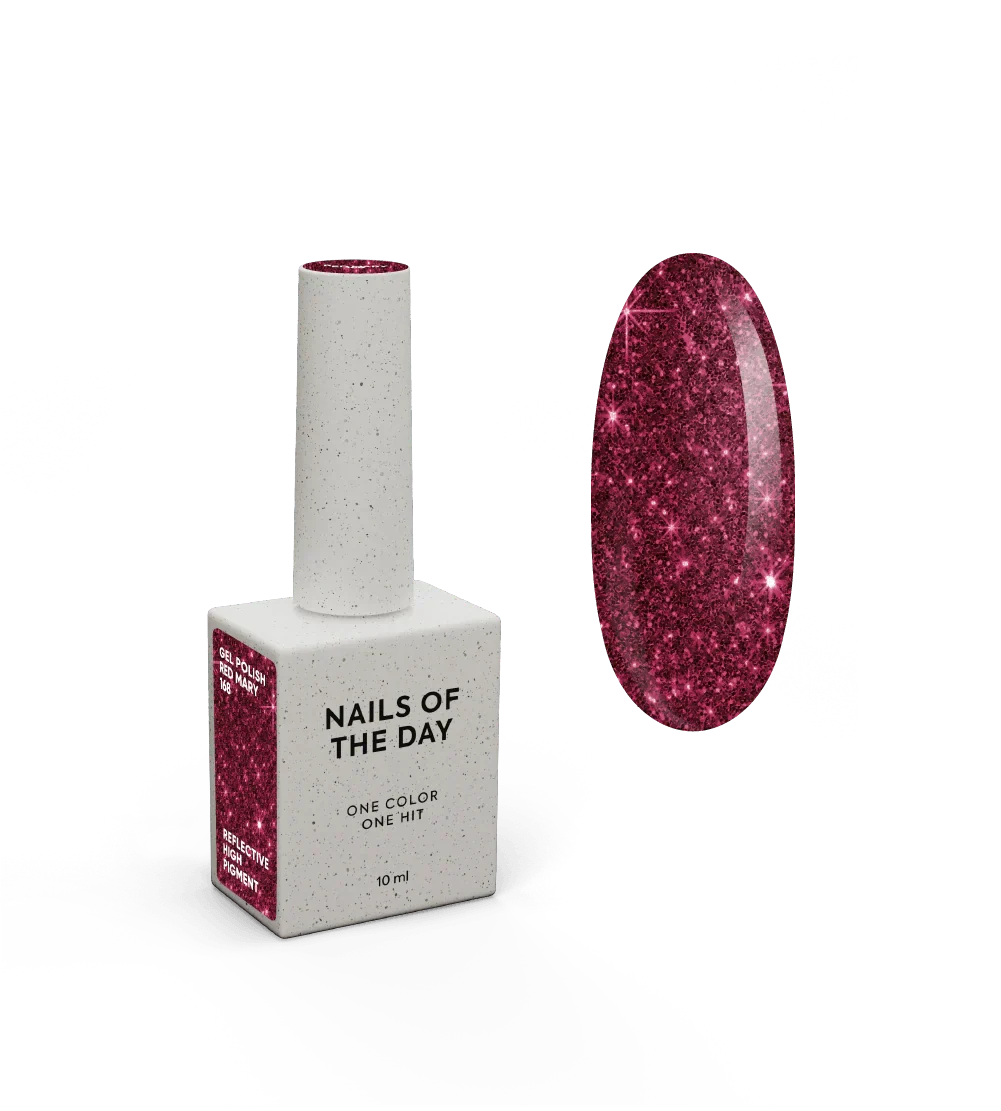 Esmalte en gel NAILSOFTHENIGHT Red Mary, esmalte en gel reflectante rojo para uñas, 10 ml