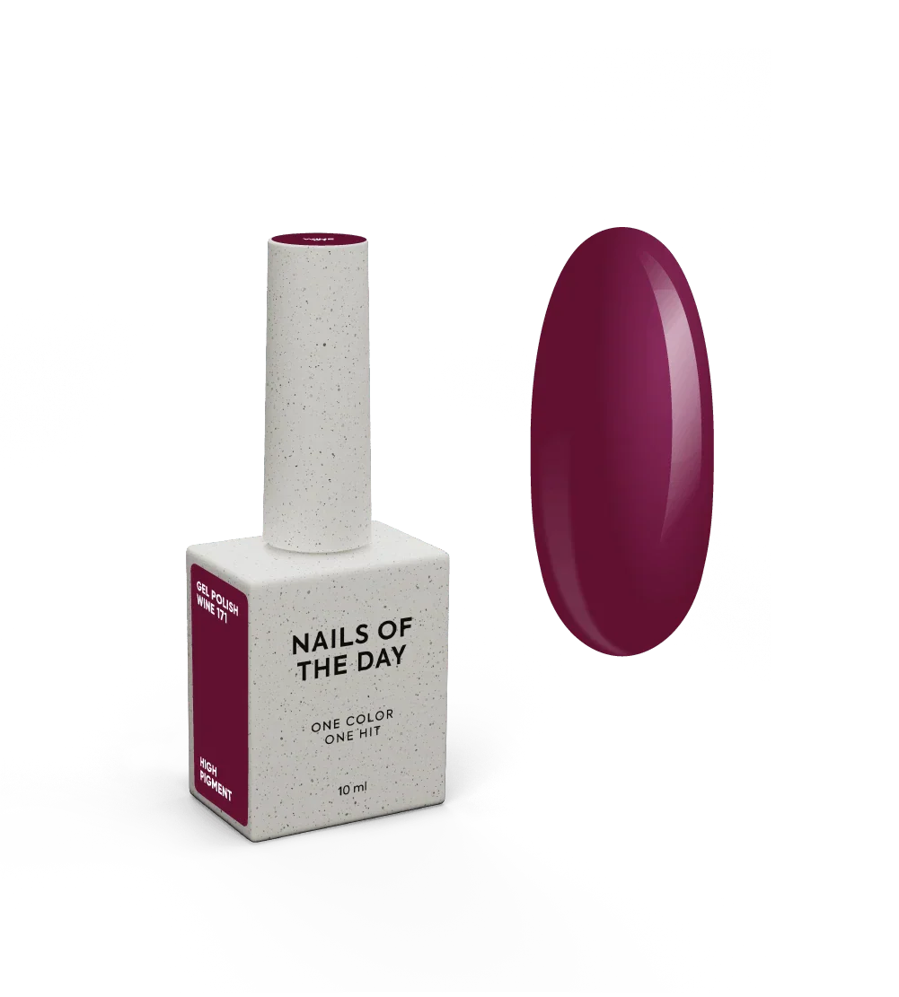 NAILSOFTHEDAY Gel Polish Wine — esmalte semipermanente en tono vino uva con cobertura completa en una sola capa. 10 ml.