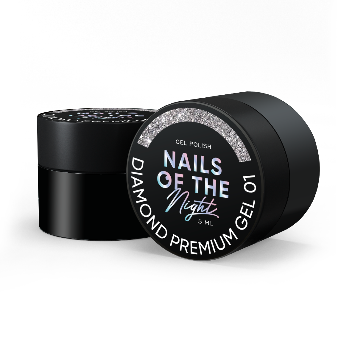 NAILSOFTHENIGHT Diamond Premium gel - gel polish 01— esmalte semipermanente plateado con finas hojas metálicas para uñas, 5 ml