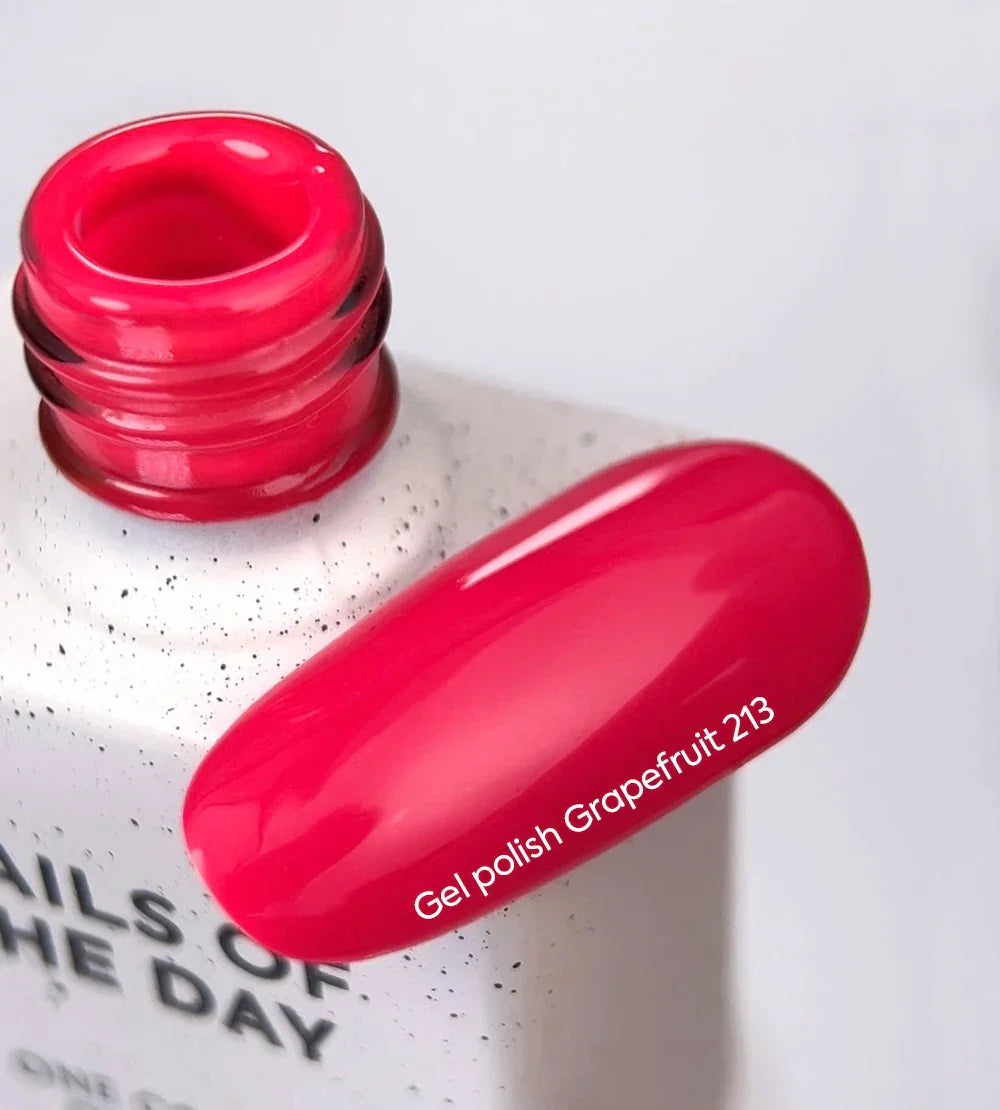 NAILSOFTHEDAY Gel Polish Grapefruit-213 — esmalte semipermanente frambuesa neón con cobertura total en una sola capa, 10 ml