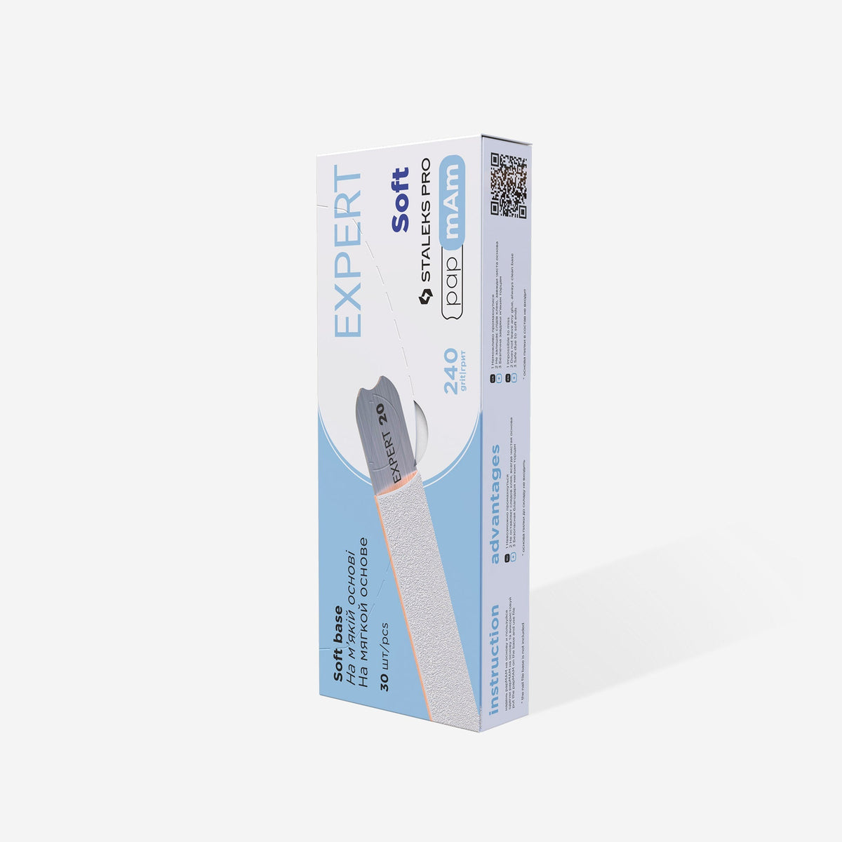 Limas desechables con espuma Staleks Soft Expert. Recta, 20mm