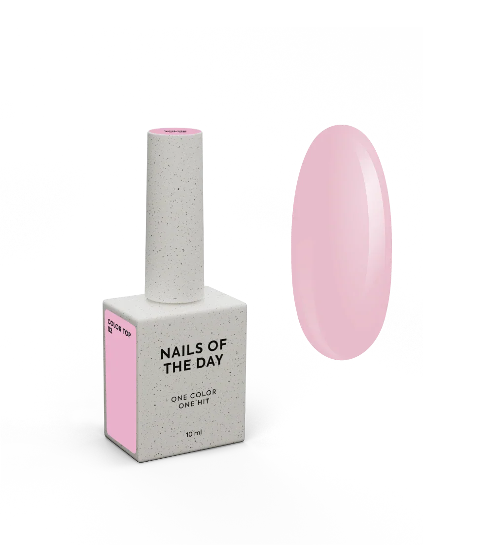 NAILSOFTHEDAY Color Top 02 — top nude rosa sin capa pegajosa para uñas, 10 ml.