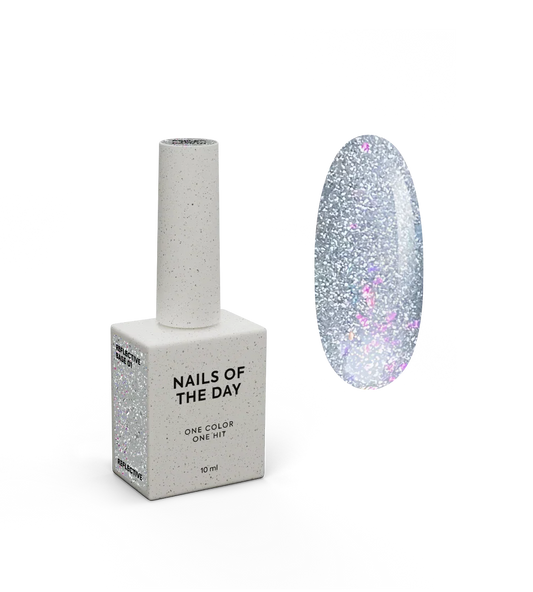NAILSOFTHENIGHT Reflective base 01 - base reflectante de camuflaje con brillo (purpurina plateada y rosa), 10 ml