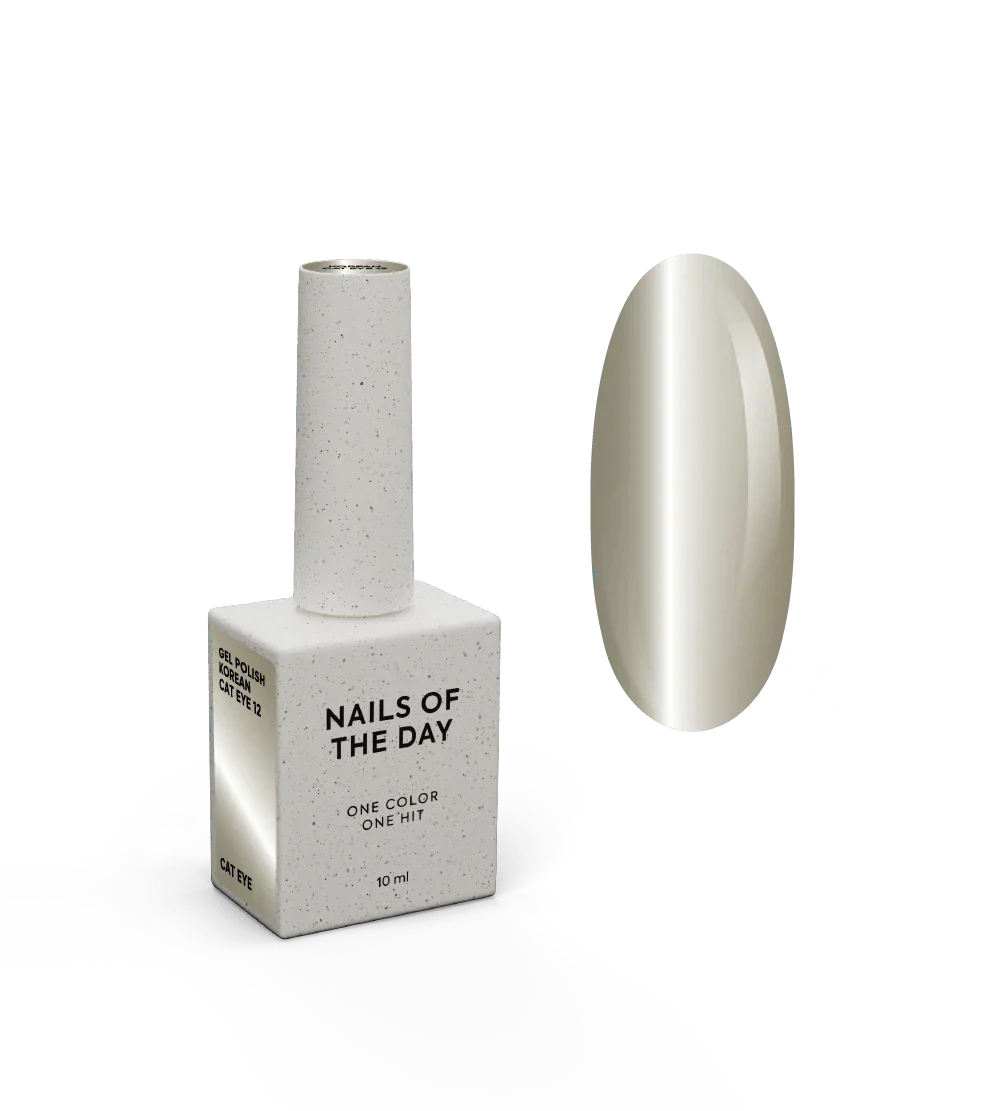 NAILSOFTHEDAY Korean cat eye 12 – gel efecto ojo de gato en tono beige frío, 10 ml