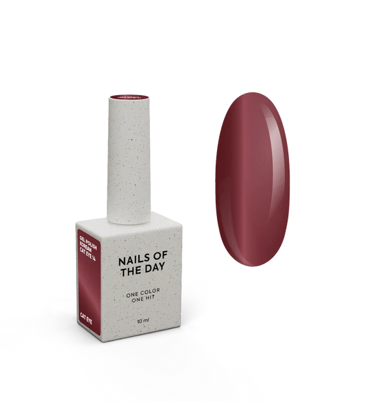 NAILSOFTHEDAY Korean Cat Eye 14 – esmalte semipermanente efecto ojo de gato rojo, 10 ml.