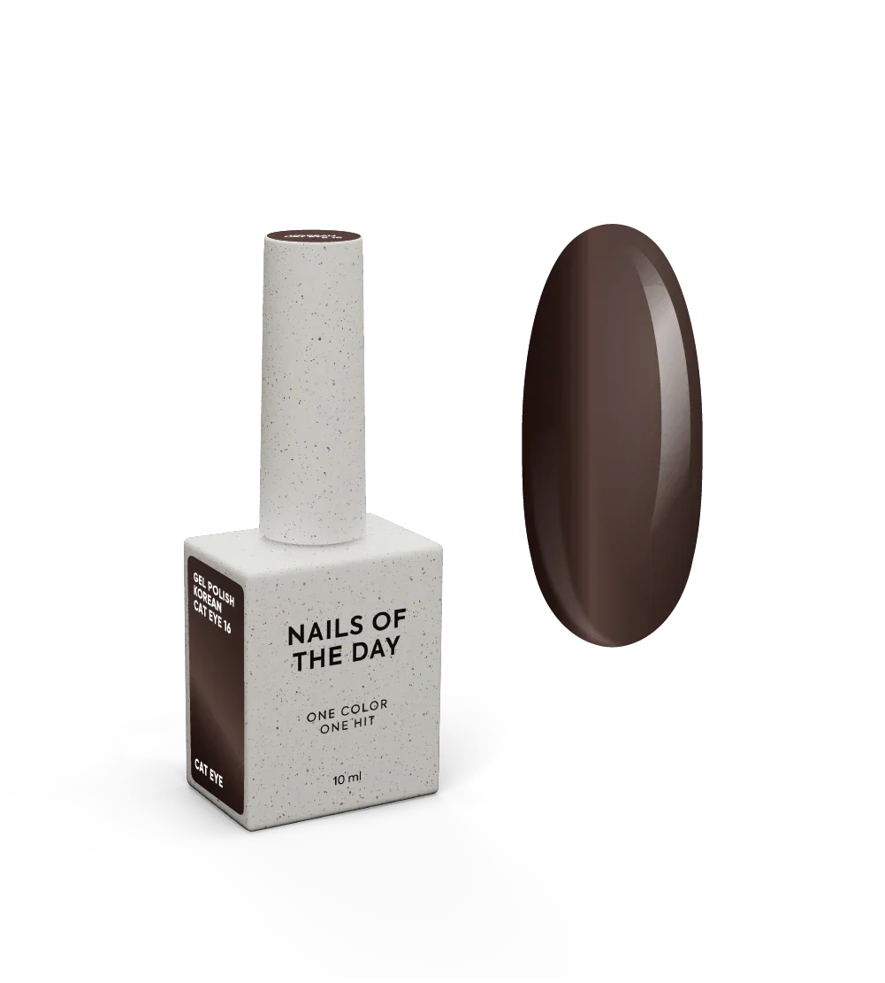 NAILSOFTHEDAY Korean Cat Eye 16 – esmalte semipermanente efecto ojo de gato marrón, 10 ml.