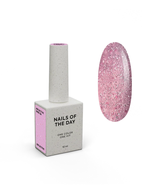NAILSOFTHENIGHT Reflective base 06 - base reflectante de camuflaje con brillo (rosa suave), 10 ml