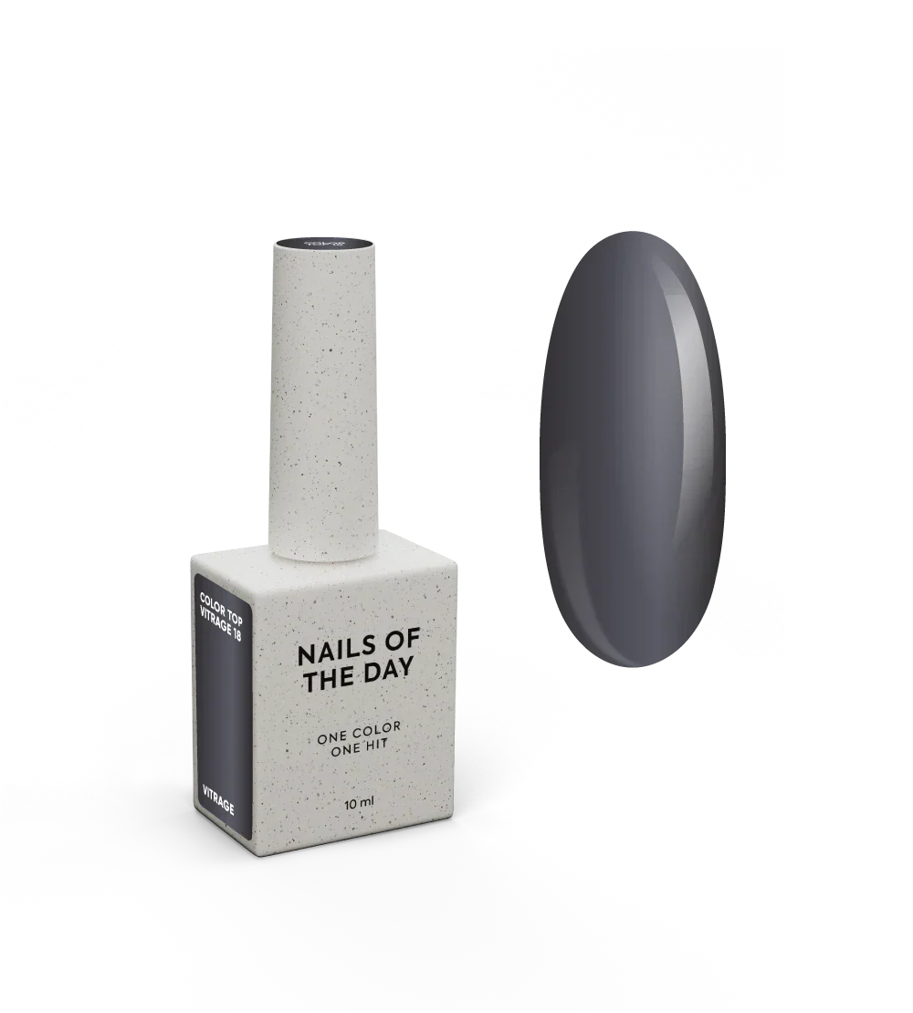 NAILSOFTHEDAY Color Top/Vitrage 18 — Top Coat Vitrage Grafito Gris-Negro Semitransparente, 10 ml