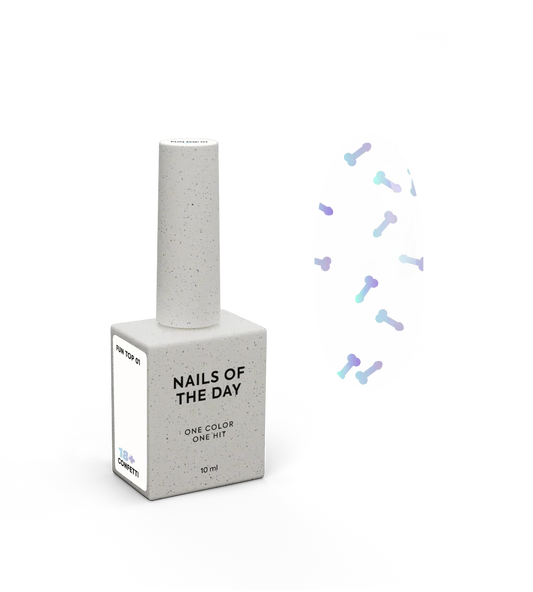 NAILSOFTHEDAY FUN! top 01 — top para uñas con decoración artística holográfica, sin capa pegajosa, 10 ml