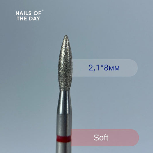 Nailsoftheday Fresa en forma de llama - Fresa en forma de llama de diamante rojo, 2,1*8 mm
