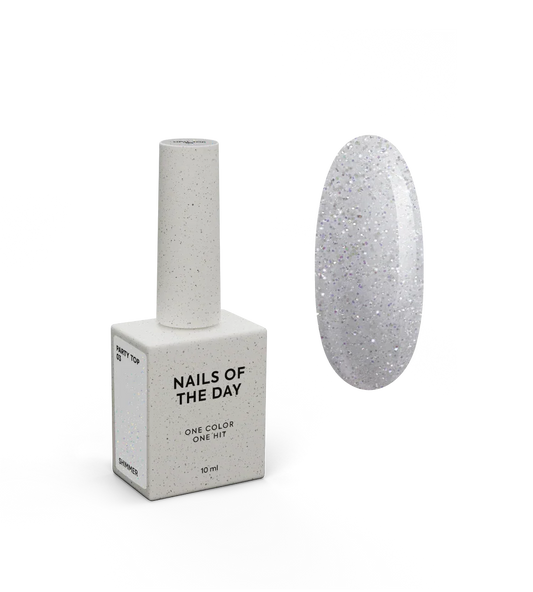 NAILSOFTHEDAY Party top 03 — transparente con purpurina holográfica sin capa pegajosa para uñas, 10 ml