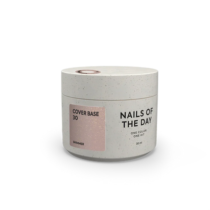 Nailsoftheday Cover base NEW Formula 30 — tono nude natural con shimmer dorado, un nude cálido con reflejos dorados, una base camuflaje para uñas, 10 ml.