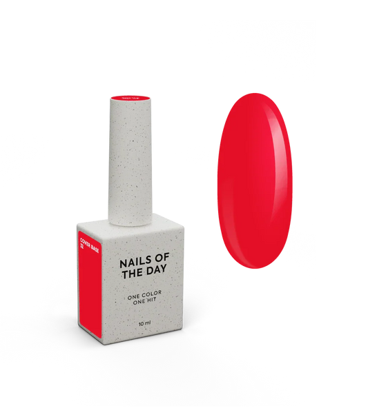 Nailsoftheday Cover Base NEW Formula 32 — Base Pigmentada de Uñas Rojo Clásico, 10 ml