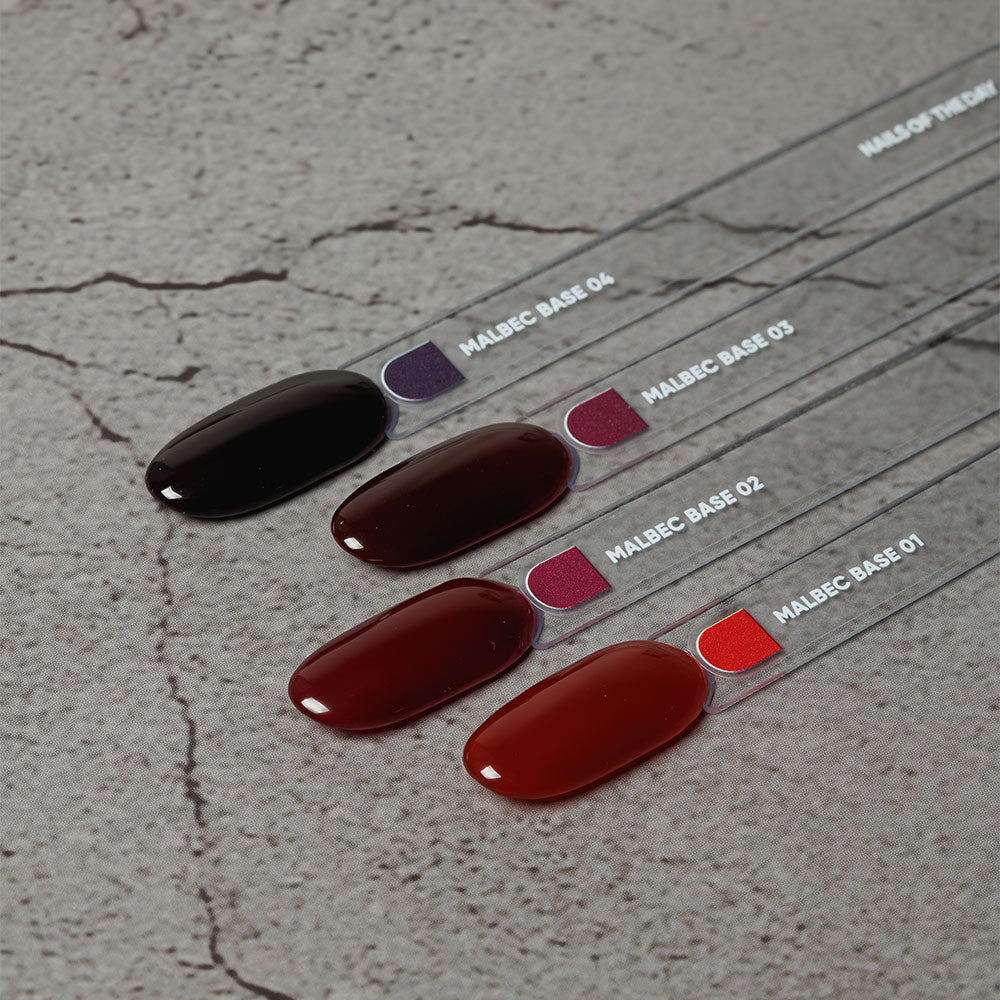 NAILSOFTHEDAY Malbec base 01 – base imitacion cristal rojo intenso, 10 ml
