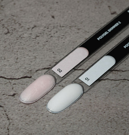 NAILSOFTHEDAY Polygel shimmer 01 — Polygel  de grano fino color blanco con brillo , 30 g