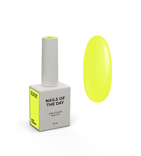 NAILSOFTHEDAY Gel Polish Solar 230 — esmalte semipermanente amarillo neón con cobertura en una sola capa, 10 ml