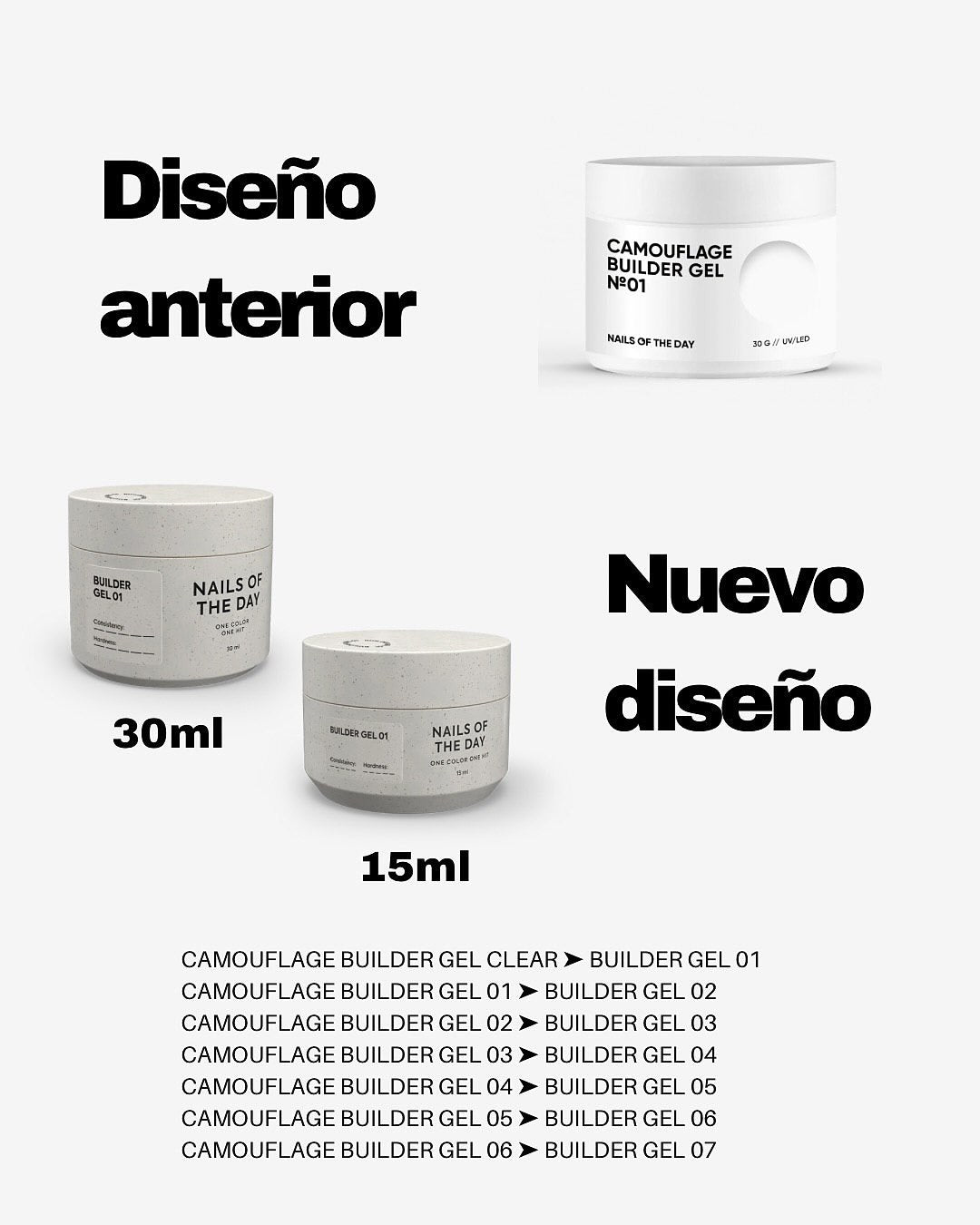 NAILSOFTHEDAY Builder Gel 06 — gel marrón claro para extensiones de uñas, 15 ml