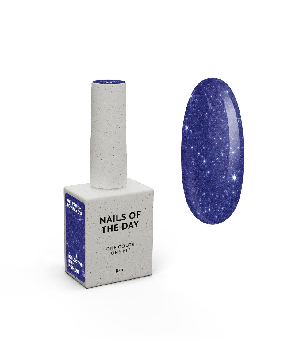 NAILSOFTHENIGHT Bombay gel polish — esmalte semipermanente reflectante  de color azul profundo, 10 ml.