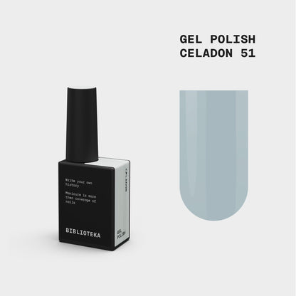 BIBLIOTEKA Esmalte semipermanente Nº 51 Celadon — verde menta claro, 10 ml
