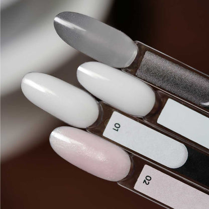 NAILSOFTHEDAY Polygel shimmer 01 — Polygel  de grano fino color blanco con brillo , 30 g