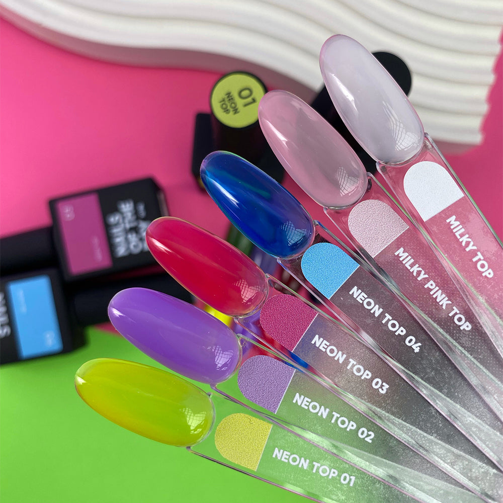NAILSOFTHEDAY Neon top 03 – top rosa brillante sin capa pegajosa para uñas, 10 ml
