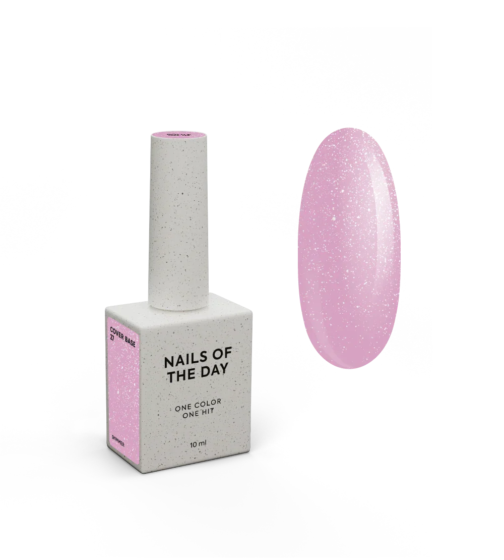 Nailsoftheday Cover base NEW Formula 27 — rosa con shimmer plateado, con un tono rosa frío más intenso, una base camuflaje para uñas, 10 ml.